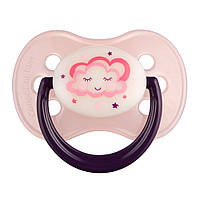 Пустушка силіконова кругла (0-6 міс) рожева Canpol Babies Night Dreams (5903407226392)