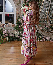 Повітряне плаття з яскравим квітковим принтом і глибокої зоною декольте, фото 2