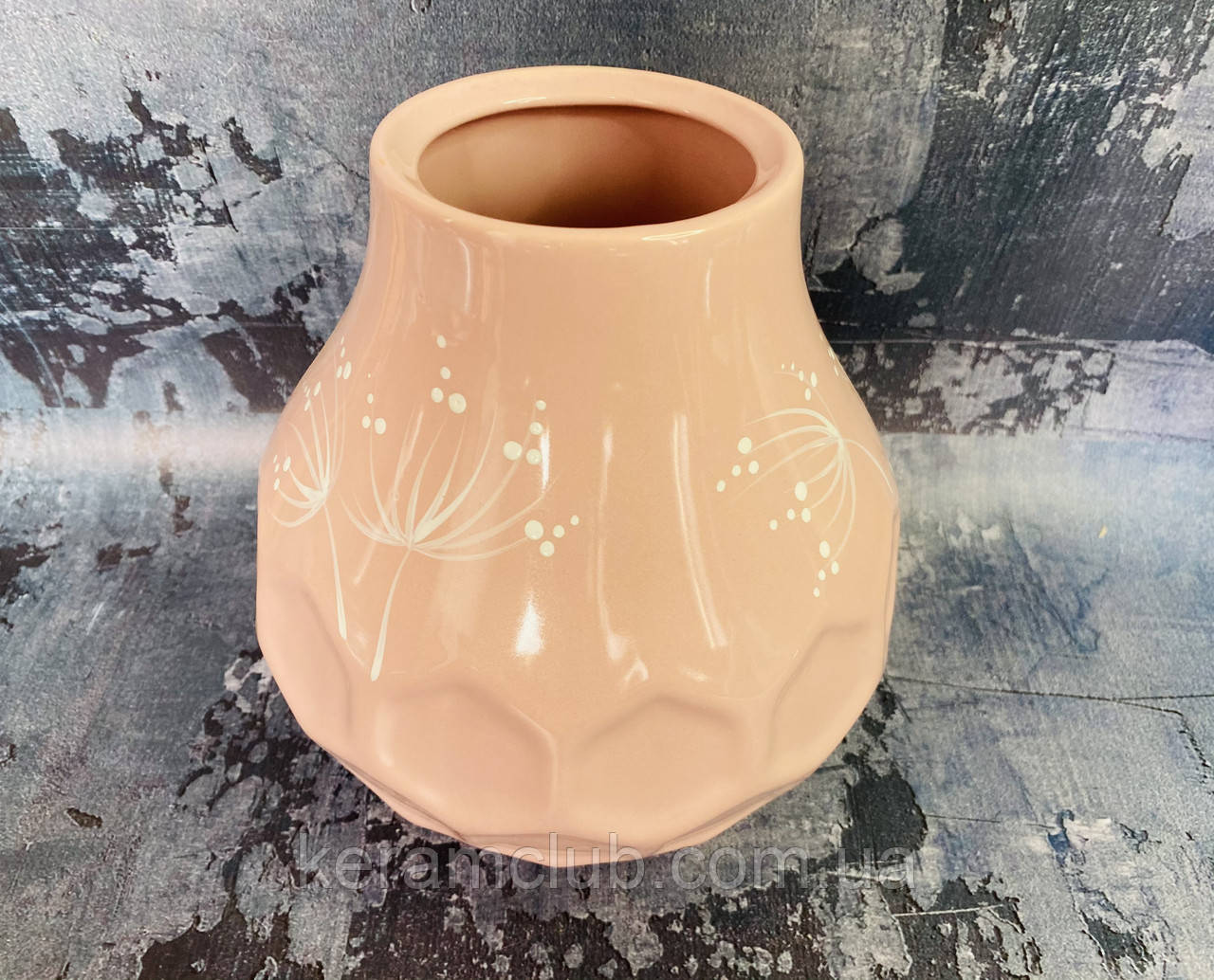 Настольная ваза "Галактика" в розовом цвете с росписью h 18 см - фото 2 - id-p1380361370