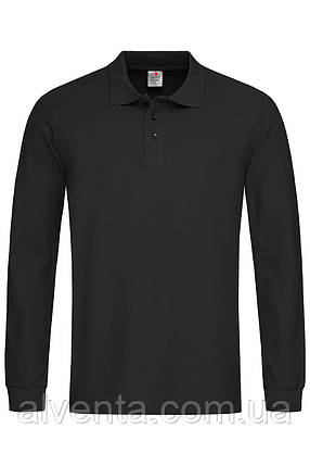 Чоловіче поло довгий рукав (LONG SLEEVE) Чорне, фото 1