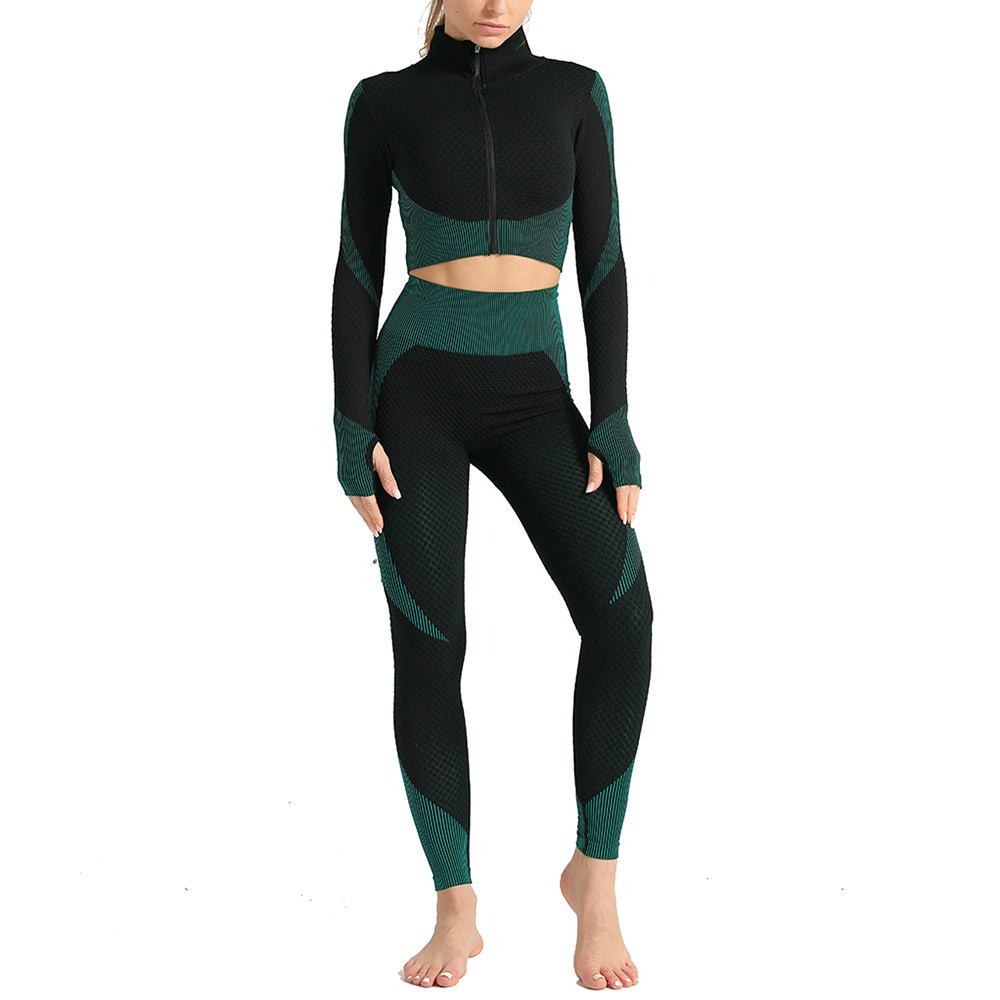 Спортивный женский костюм для фитнеса. Фитнес костюм тройка - лосины, топ, рашгард, размер S (зеленый) - фото 5 - id-p1380372061