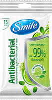 Влажные салфетки Smile Antibacterial Лайм, мята с витаминами 15 шт (4820048481953)