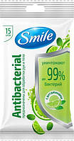Вологі серветки Smile Antibacterial Лайм, м'ята з вітамінами 15 шт (4820048481953)