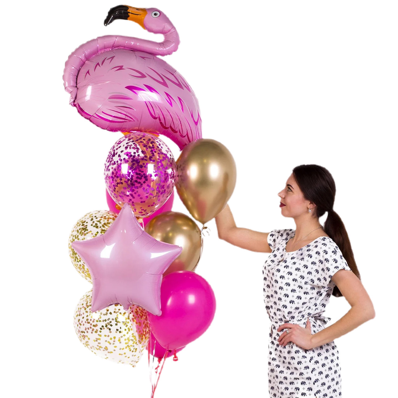 Кульки на день народження дівчині з фігурою фламінго