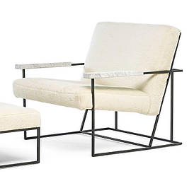 Крісло з подушками в стилі лофт MeBelle ONLY в офіс, скандинавський модерн, молочний білий кремовий букле