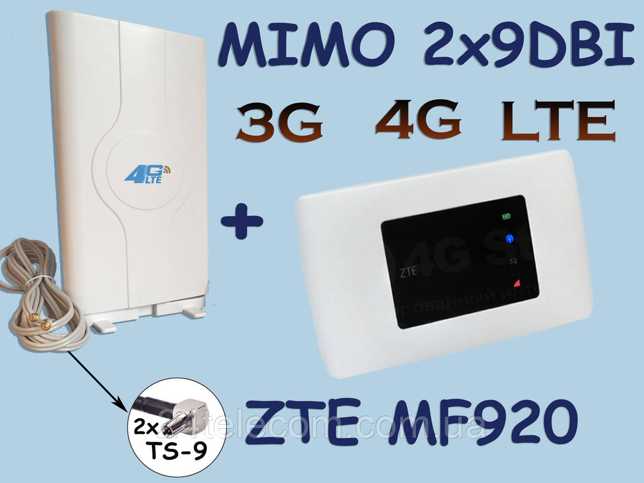 ZTE MF 920u 3G/4G/LTE мобильный WiFi Роутер+Антенна MIMO 9dBi - фото 1 - id-p1380390474