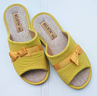 Тапочки для дома женские открытый носок цвет желтые р. 36, 40