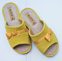 Тапочки для дому жіночі відкритий носок колір жовтий р. 36, 40