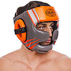 Шолом боксерський із повним захистом Zelart 1344 розмір XL Grey-Orange, фото 4