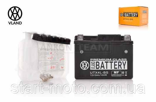 Акумулятор кистотний 12V 4Аһ (+електроліт) mod:UTX4L-BS(113x70x86) VLAND 2021 Оригінал Тайвань