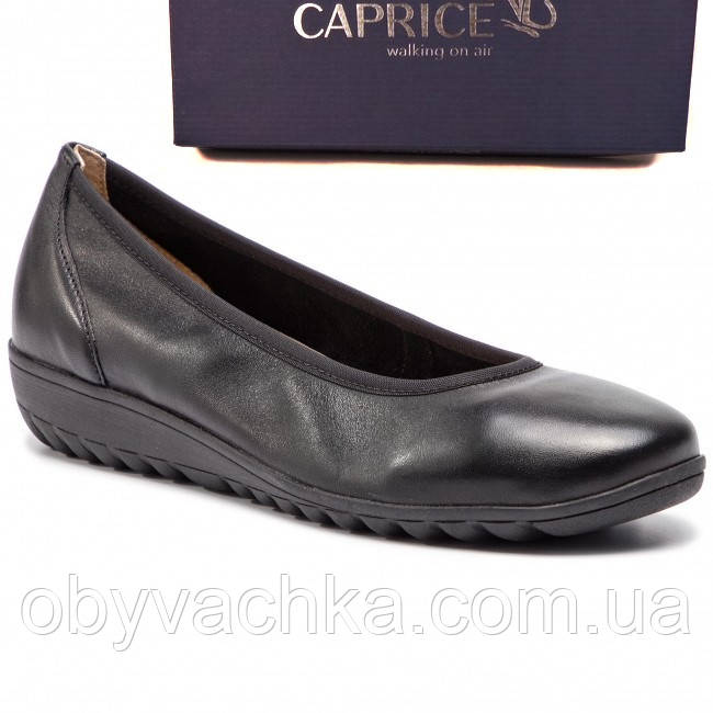 Шкіряні туфлі чорного кольору на танкетці, Caprice, Німеччина