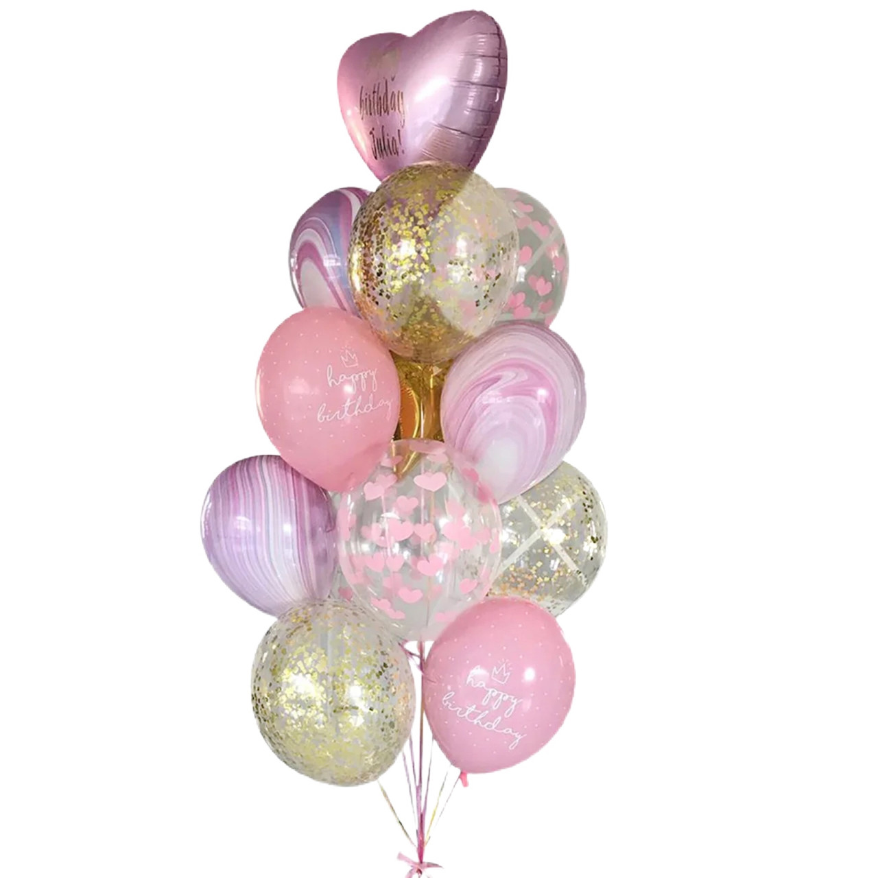 Композиції з повітряних куль на день народження в рожевому кольорі
