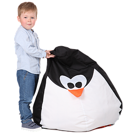 Дитяче безкаркасне крісло-груша "Пінгвін" 90х60 (чорний/білий) Oxford 600 Den