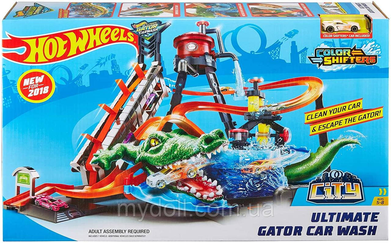 Трек Хот Вілс Вибух кольорів Автомийка Водонапірна Вежа Hot Wheels Ultimate Gator Car Wash FTB67 Mattel Оригінал