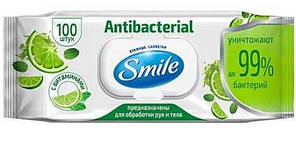 Вологі серветки Smile Antibacterial з лаймом 100 шт (4823071636741)