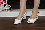 Босоножки женские белые на каблуке Б1089, фото 4