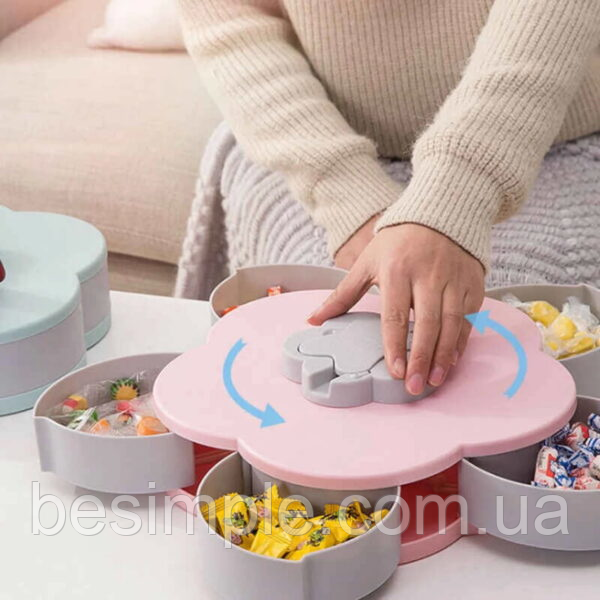 Менажница тарелка для закусок Flower Candy Box, Розовая / Конфетница - фото 2 - id-p1379543013