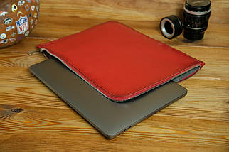 Шкіряний чохол для MacBook Дизайн №41, натуральна шкіра італійський Краст, колір Червоний, фото 2