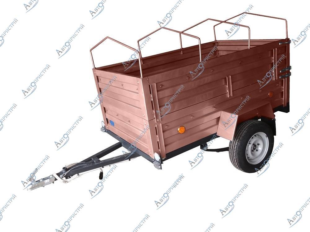 Причіп автомобільний PRU20 (0,8x38 * 2) подвійний борт 1200 х 2000 мм ресора Москвіч