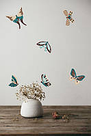 Виниловая декоративная наклейка Коричнево-бирюзовые бабочки