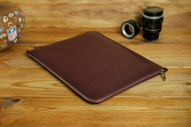 Шкіряний чохол для MacBook Дизайн №41, натуральна шкіра італійський Краст, колір Бордо, фото 2