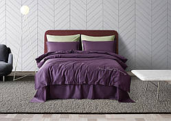 Постільна білизна сатин Deluxe Bella Villa з вишивкою фіолетовий (Т-0007)