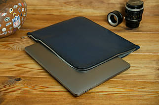 Шкіряний чохол для MacBook Дизайн №41, натуральна шкіра італійський Краст, колір Синій, фото 2