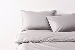 Постільна білизна сатин Deluxe Bella Villa з вишивкою світло-сірий (Т-0010)