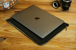 Шкіряний чохол для MacBook Дизайн №41, натуральна шкіра італійський Краст, колір Чорний, тиснення №2, фото 3