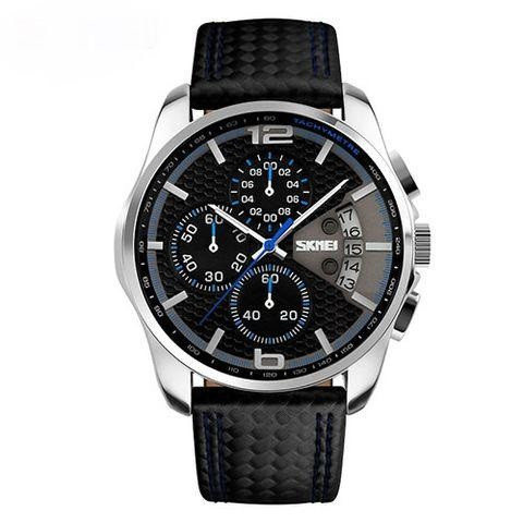 Skmei 9106 spider чорні з синім чоловічі класичні годинник