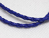 Основа на шию шнур плетений Синій 3 мм 46 см Шкіра штучна, фото 2