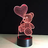 3D Світильник "Ведмедик з кулькою ", Подарунки дівчатам, Дівчинці на день народження, Подарунок для хлопчика, фото 4