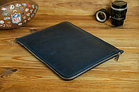Чехол для MacBook на молнии с войлоком Дизайн №41 Винтажная кожа, цвет Синий