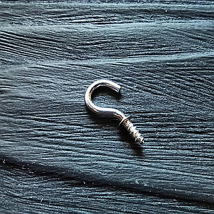 Металевий напівкруглий гачок, гачок-саморіз, фурнітура, колір срібло, розмір 20 х 10 мм