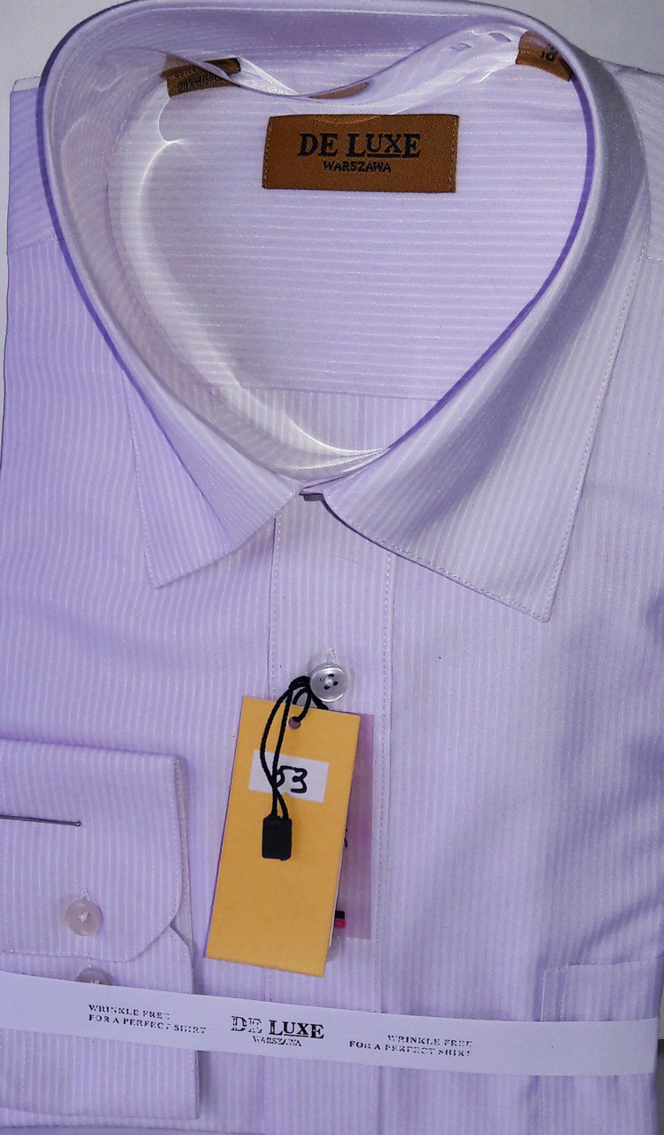 Сорочка чоловіча De Luxe vd-0053 світло-рожева в смужку класична з довгим рукавом