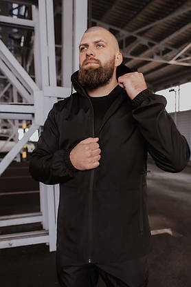Костюм Чоловічий чорний осінній Intruder Softshell Light Куртка чоловіча весняна + штани демісезонні, фото 2