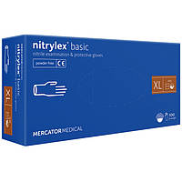 Рукавички нітрилові MERCATOR Nitrylex Basic BLUE неопудрені, розмір XL, 100 шт.