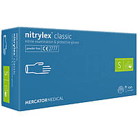 Рукавички нітрилові MERCATOR Nitrylex Classic BLUE неопудрені, розмір S, 100 шт.