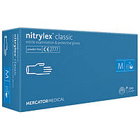 Перчатки нитриловые MERCATOR Nitrylex Classic BLUE неопудренные, размер M, 100 шт