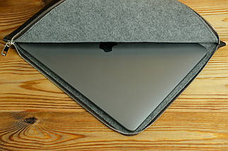 Шкіряний чохол для MacBook на блискавці з повстю Дизайн №41, натуральна шкіра Grand, колір Шоколад, фото 3