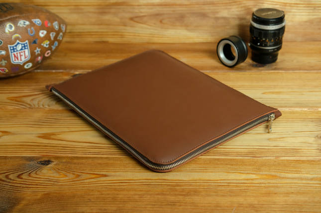 Шкіряний чохол для MacBook на блискавці з повстю Дизайн №41, натуральна шкіра Grand, колір Віскі, фото 2
