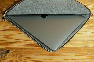 Шкіряний чохол для MacBook на блискавці з повстю Дизайн №41, натуральна шкіра Grand, колір Віскі, фото 3