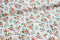 Ткань сатин Круглые персиковые цветы 100*80