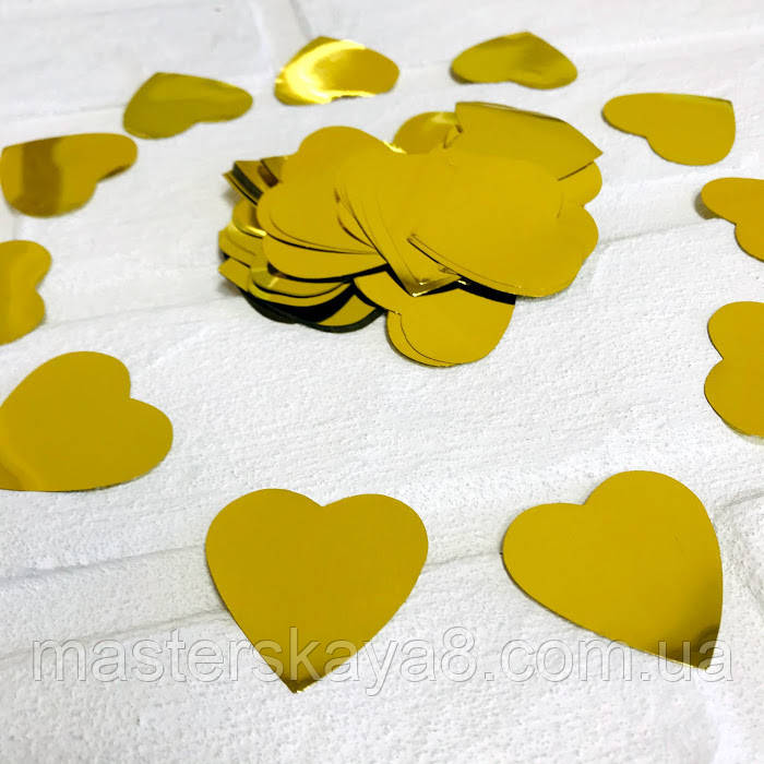 Конфетті серця для декору (відео), 10 г/приблизно 300шт, колір золотистий