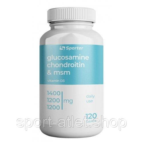 Препарат для суглобів і зв'язок Sporter Glucosamine & Chondroitin + MSM + D3, 120 таблеток