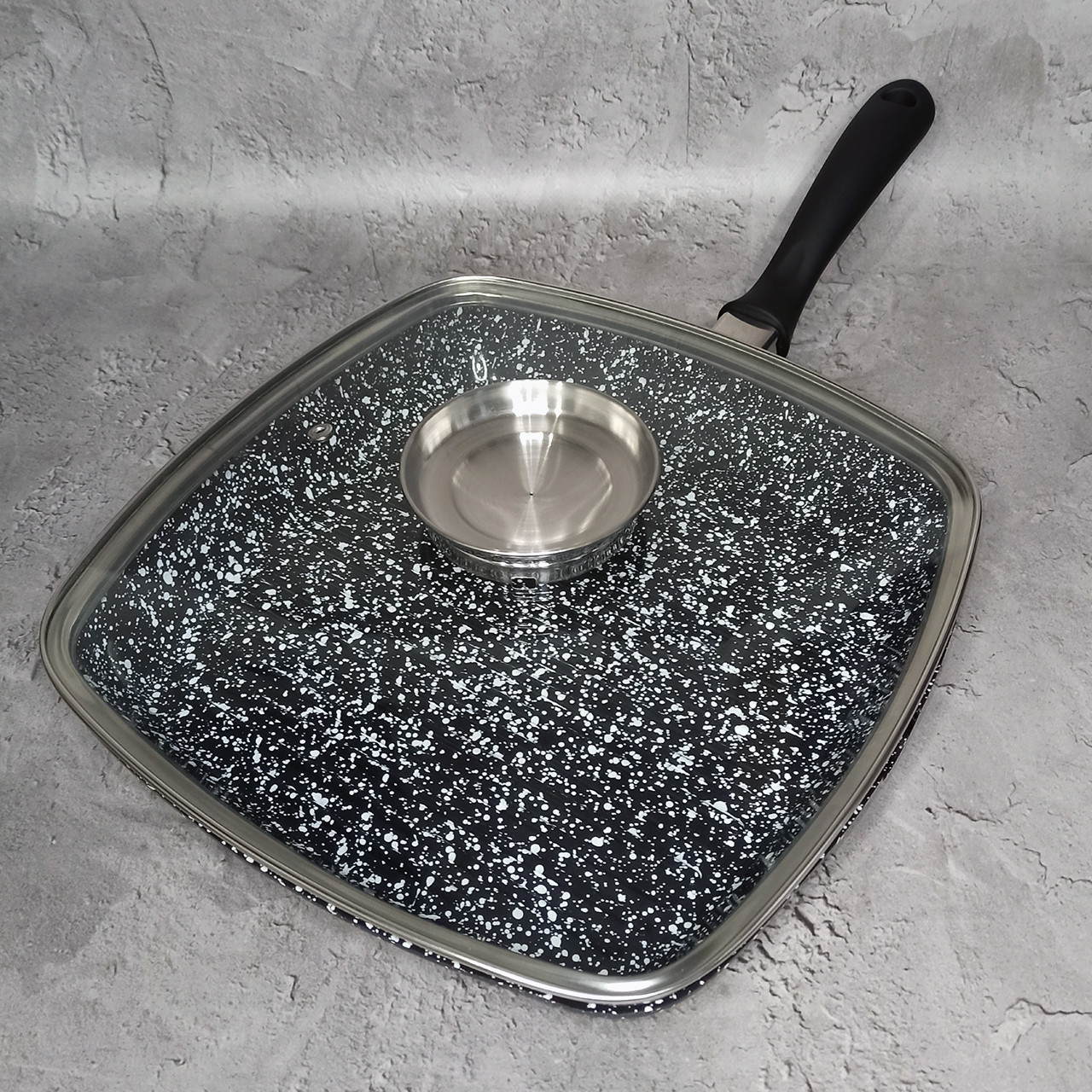 Сковорода квадратна гриль з кришкою А-Плюс