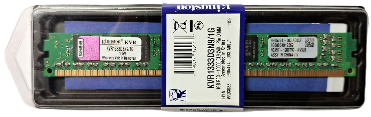 Пам'ять для ПК DDR3 1GB 1333 MHz Kingston ValueRAM KVR1333D3N9/1G
