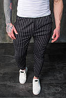 Штаны брюки мужские весенние осенние модные стильные котоновые черные в полоску XL