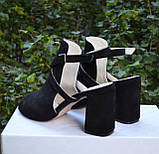 Босоніжки на широкому підборі Чорний, 8, фото 3