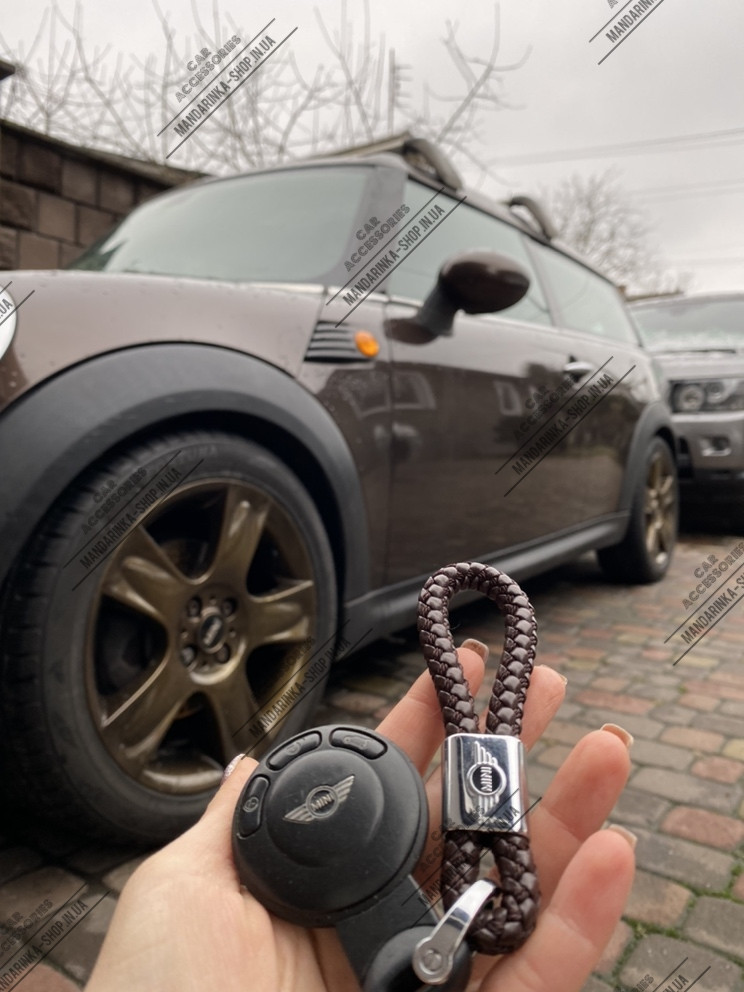 Брелок для автомобільних ключів Mini, коричневий, чорний, червоний